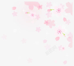 手绘粉色花朵花瓣漂浮图素材