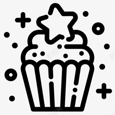 星光背景素材星光纸杯蛋糕甜点食物图标