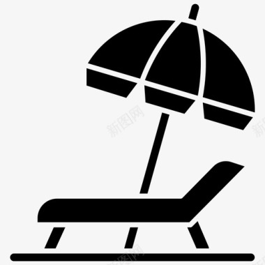 沙滩椅阳伞遮阳伞图标