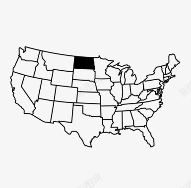 北达科他州美国大平原图标