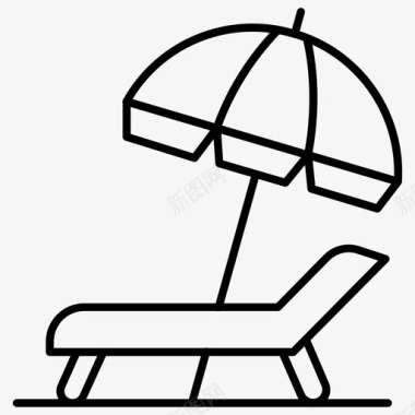 沙滩椅阳伞遮阳伞图标