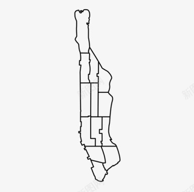 纽约曼哈顿社区地区地图图标
