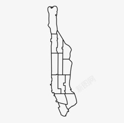 曼哈顿纽约曼哈顿社区地区地图高清图片