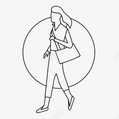 女人走路成人包图标
