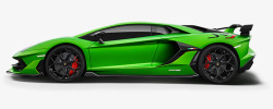 哑光绿色AventadorSVJCoup的侧面为山脉风景设计材质形状素材