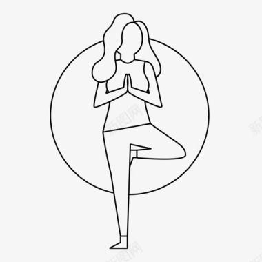 女子瑜伽成人健身图标