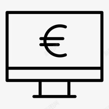 火焰欧元图标监视器欧元货币图标