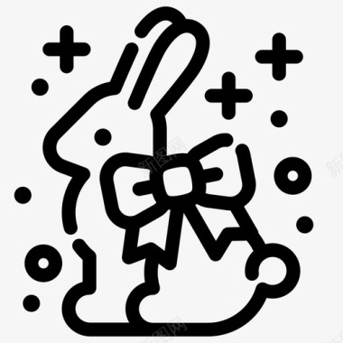 四射火花巧克力蝴蝶结兔子糖果复活节图标