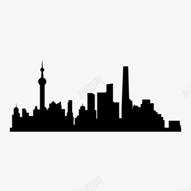 中国上海天际线摩天大楼图标