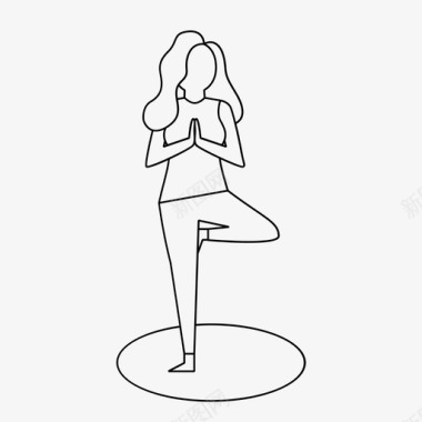 女子瑜伽姿势成人健身图标