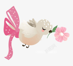 动物森林小动物卡通手绘水彩矢量插画鸟和花花鸟装饰透明免扣图素材