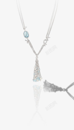 BAROQUE系列18K白金长项链镶嵌海蓝宝石养殖珍珠和钻石如珠如玉素材