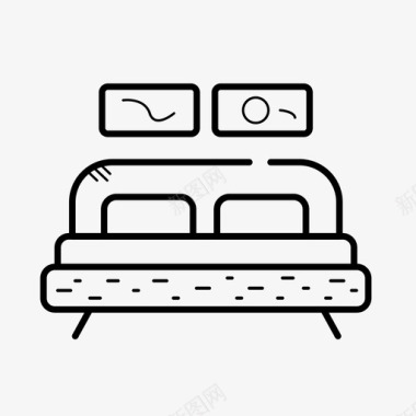 枕头床家具室内图标