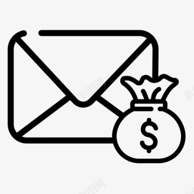 泼墨风格财务邮件邮件风格图标