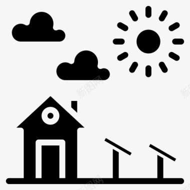 绿色5号电池太阳能电池板生态家庭图标
