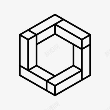 六边形不可能的六边形立方体埃舍尔图标
