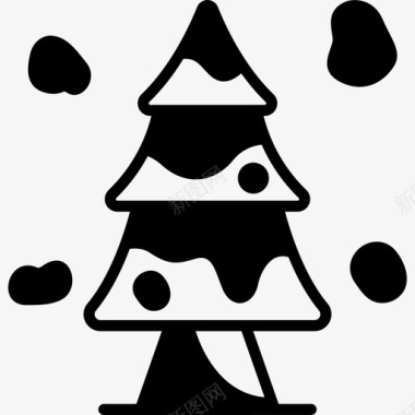 冬天的标志树圣诞树雪图标