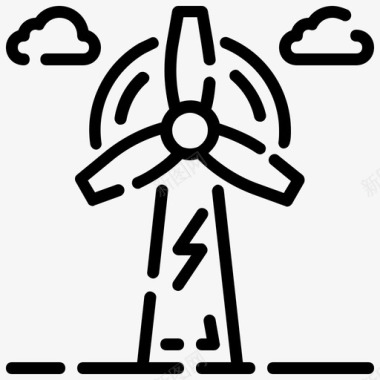 顺时针方向旋转风能生态风机图标