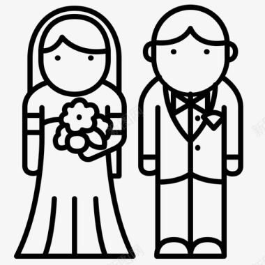结婚素材新娘和新郎结婚婚礼图标