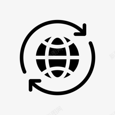 向左旋转全局循环国际图标