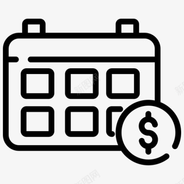 泼墨风格财务规划日历美元图标