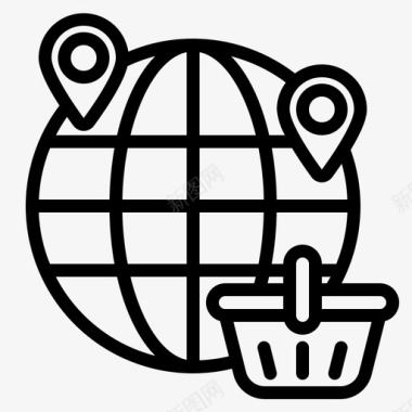 地理位置购物电子商务全球图标