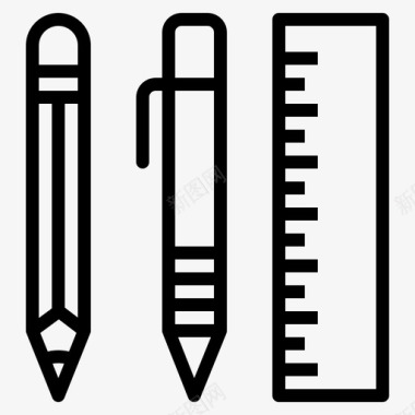尺子刻度文具钢笔铅笔图标