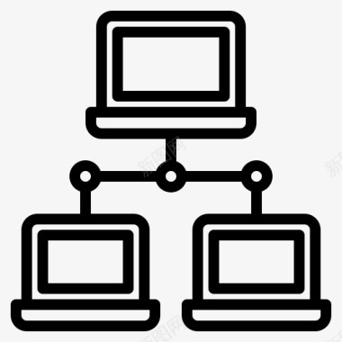 连接互联网网络云计算机图标