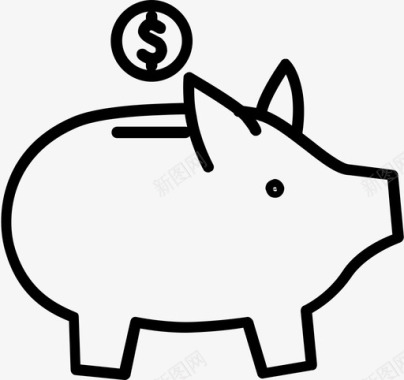 猪肉干钱箱猪银行美元图标