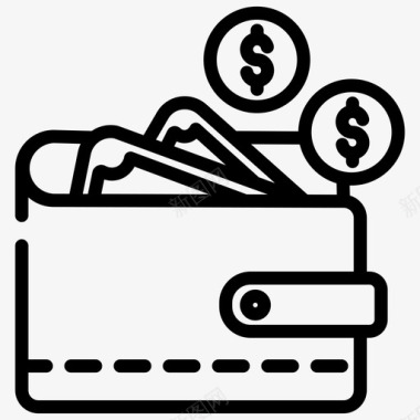 泼墨风格钱夹现金数码钱包图标