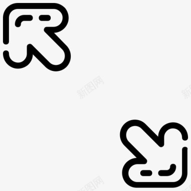 向左旋转对角线向左伸展箭头对角线伸展图标