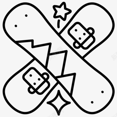 冬季图标滑雪板滑雪运动图标