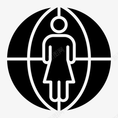 世界化人女性全球图标