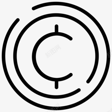 泼墨风格分币现金硬币图标