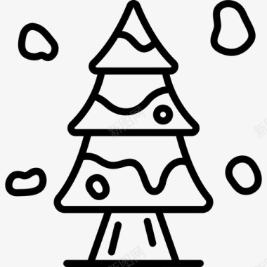 冬天的雪人树圣诞树自然图标