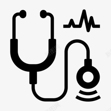 灰色听诊器听诊器诊所医生图标