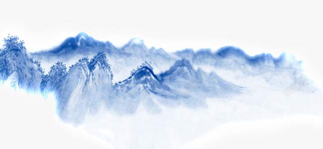 蓝色山水画透明装饰png免抠素材_88icon https://88icon.com 蓝色 山水画 透明 装饰
