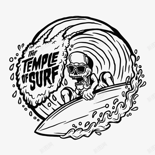 The Temple of Surf  Illustration for an online Surf community called The temple of SurfH滑板png免抠素材_88icon https://88icon.com 滑板