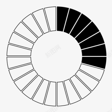 圆环四分段七进步四分之一图标