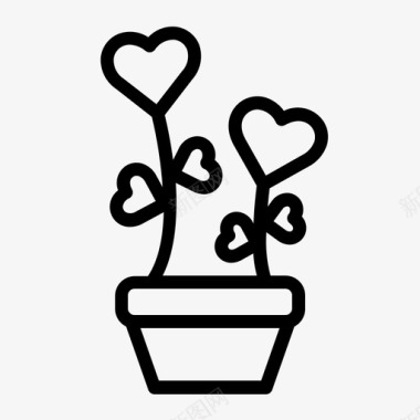 植物盆栽情侣爱情图标