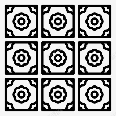 寒食节装饰图案瓷砖地板花卉图案图标