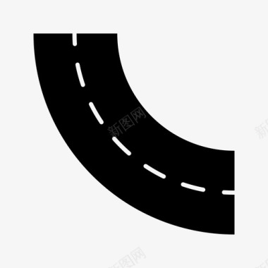 道路填充大曲线街道线性路径图标