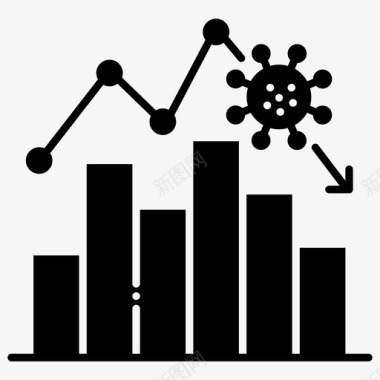 财务状况下降经济下降箭头冠状病毒图标