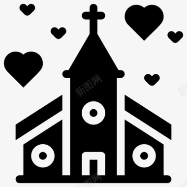 山谷中的教堂图片恋爱中的教堂礼拜堂婚姻图标