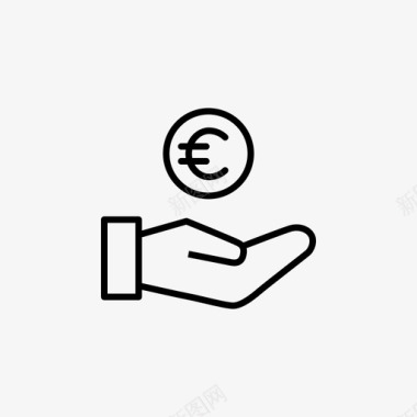 火焰欧元图标手欧元银行商业图标