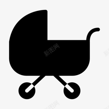绿色婴儿推车马车婴儿车床图标