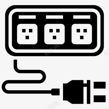 电气插座电源板连接智能图标