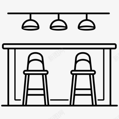 实物凳子吧台装饰家具图标