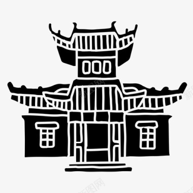 彩金喇嘛庙建筑亚洲图标