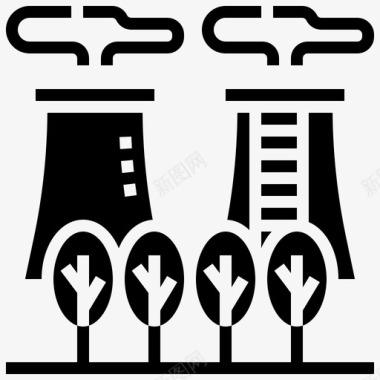 放射纹理核能源工厂图标